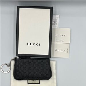 Gucci Black Embossed Leather Key Holder